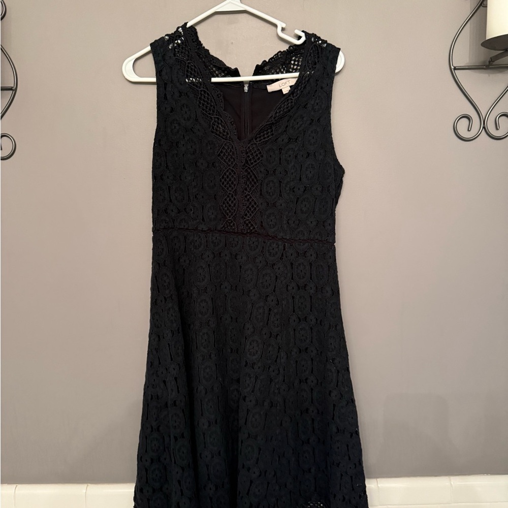 Loft Elegant Black Lace Dress Size 4